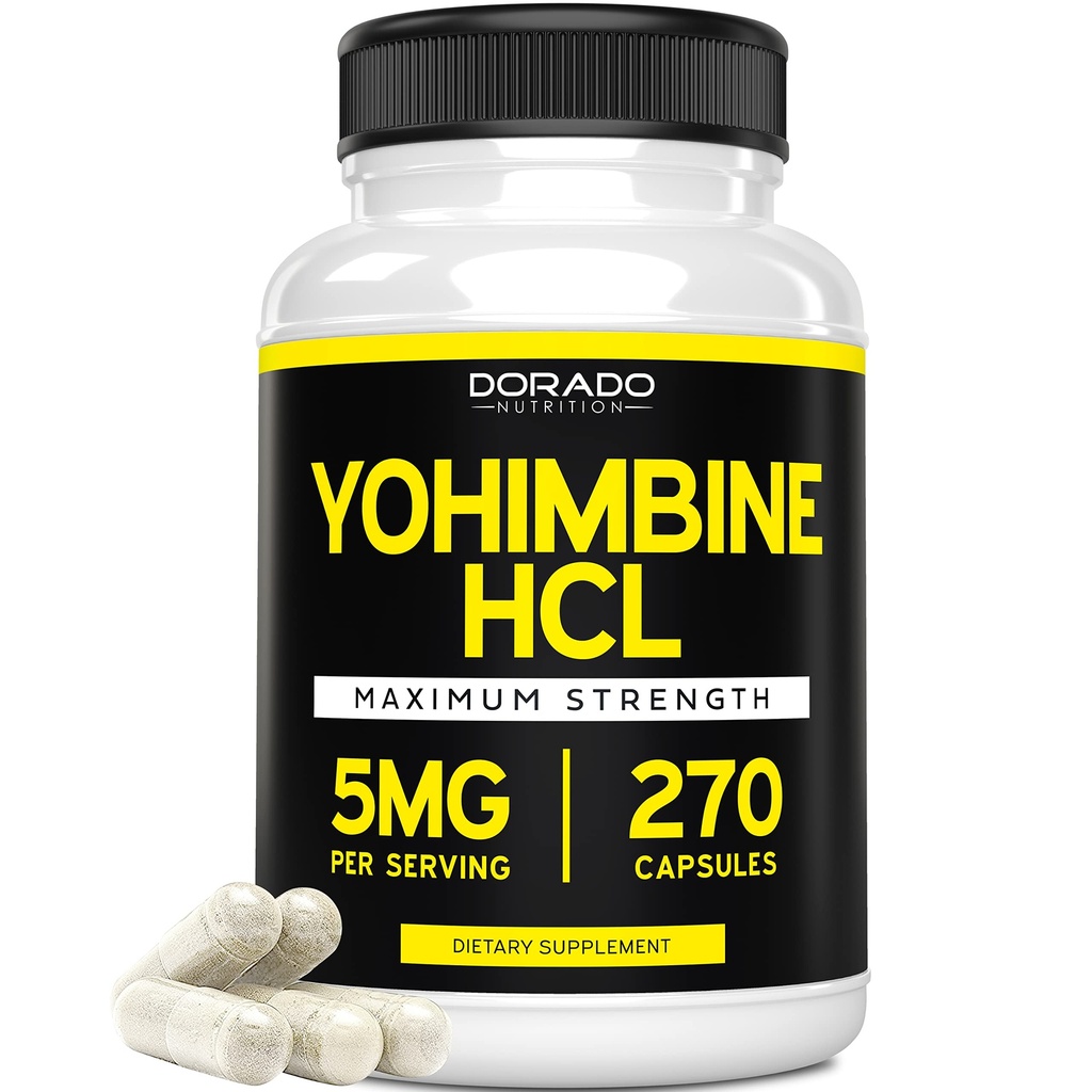Yohimbine HCL 5mg pre Muži a ženy (270 Kapsule) Viac Potent Than Yohimbe Bark Powder - Záruka kvality - Tretia strana testované pre Potency & Phytogen - Vegan, Gluten Free & Non-GMO - USA Made