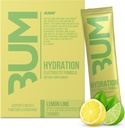 RAW Elektrolyty Prášok Hydratačný nápoj Mix pakety, Bum Hydrate (Lemon Lime, 20 Servírovanie) - Elektrolytové hydratačné pakety podporuje funkciu svalov a vytrvalosť - Keto Free Electrolytes Powder Pakets