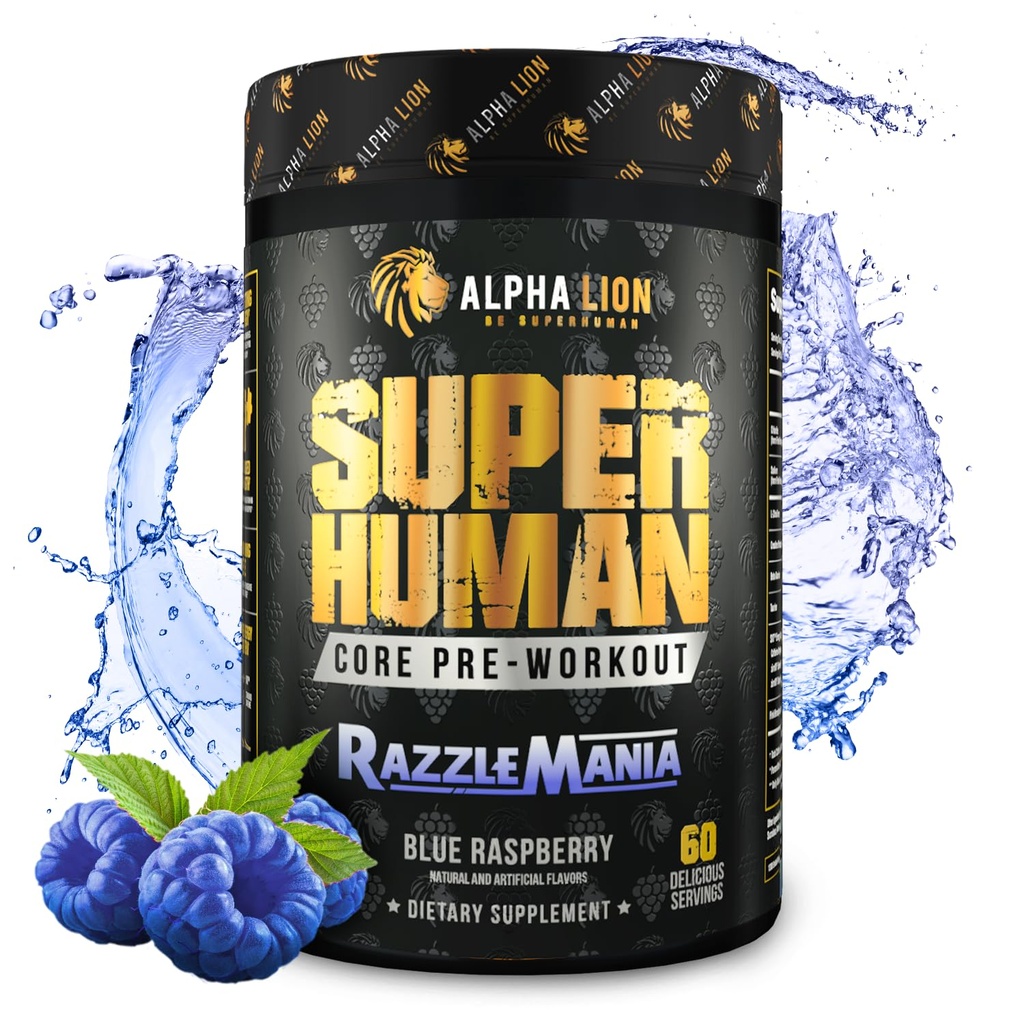 ALPHA LION jadro pred tréningom s kreatínom pre výkon, Beta alanín pre svalovinu, L-citrulín pre pumpu a tri-zdroj kofeín pre trvalo udržateľnú energiu (60 Servings, Razzle Mania)