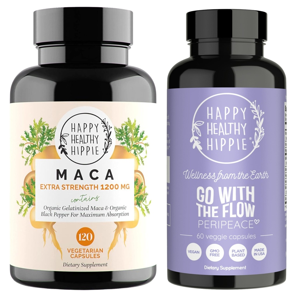 Happy Healthy Hippie PeriPeace Supplements for Women & Organic Maca Root Capsules