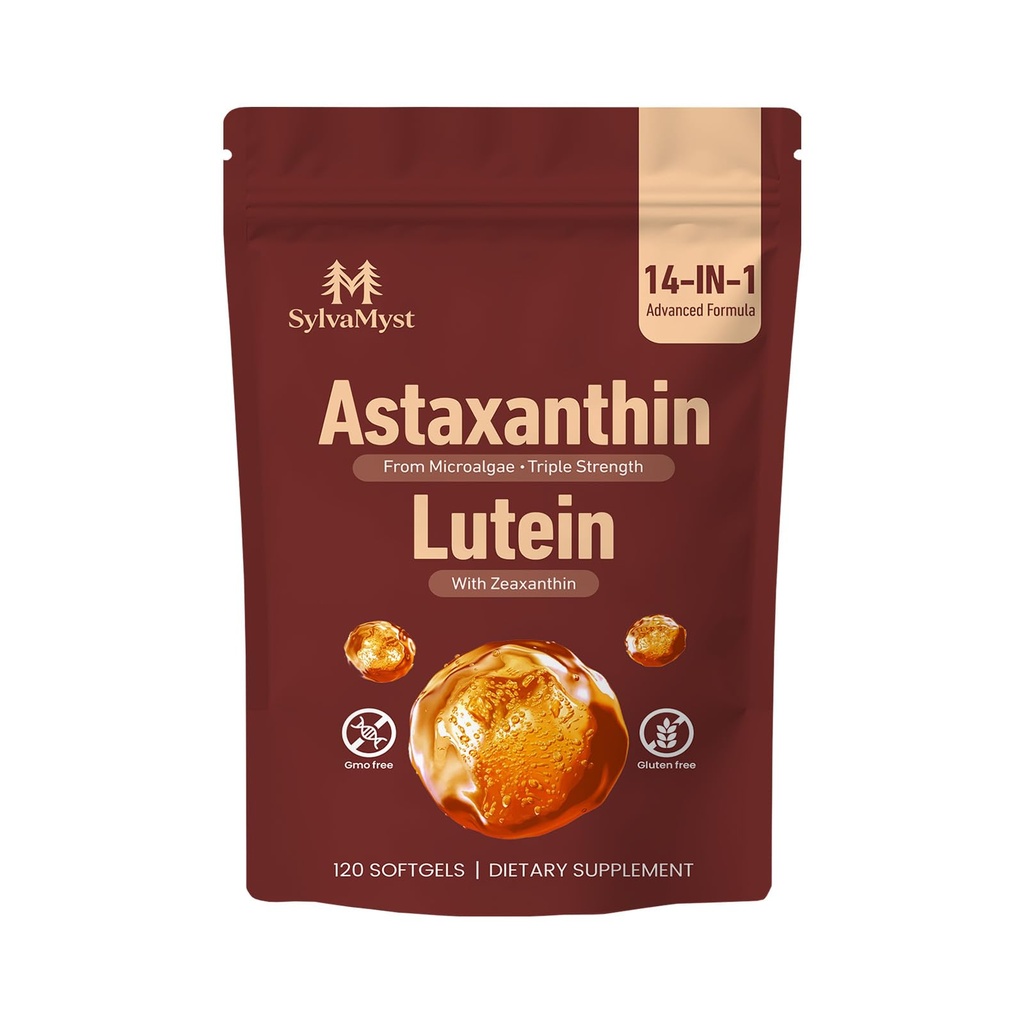 Natural Astaxanthin Softgels 12mg, Premium Antioxidant Supplement from Haematococcus Pluvialis, Non-GMO Gluten Free, 120 Capsules