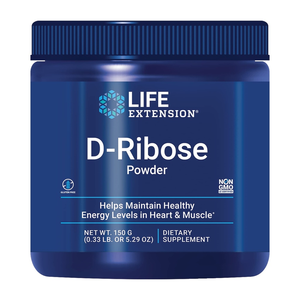 Life Extension D- Ribose Powder, Rozpustiť v tekutej podporovať celulárnej energie výroby a podporu zdravia srdca a svalov, Gluten-free, non-GMO, Vegetarián, 150 Grams