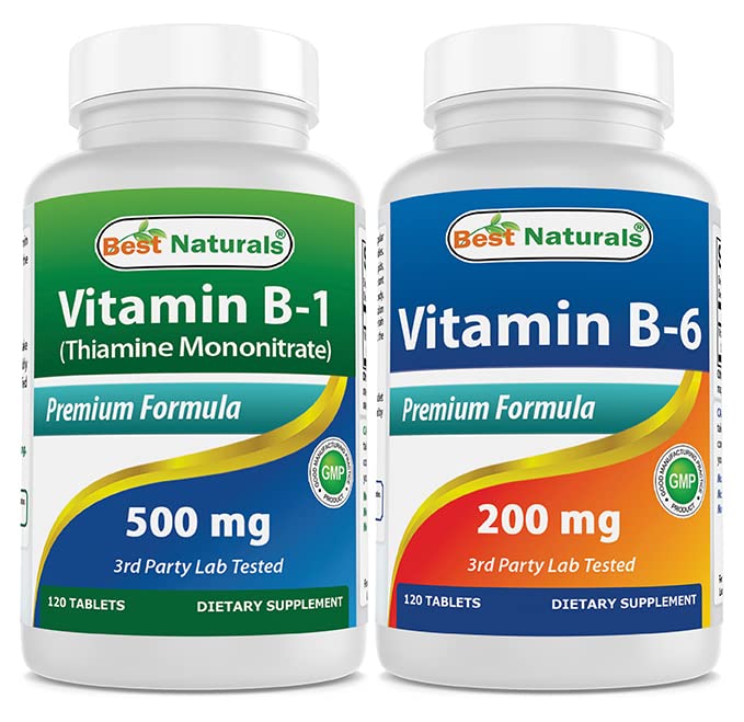 Najlepšie prírodné vitamín B1 ako tiamín mononitrát 500 mg & vitamín b6 200 mg