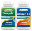 Najlepšie prírodné vitamín B1 ako tiamín mononitrát 500 mg & vitamín b6 200 mg