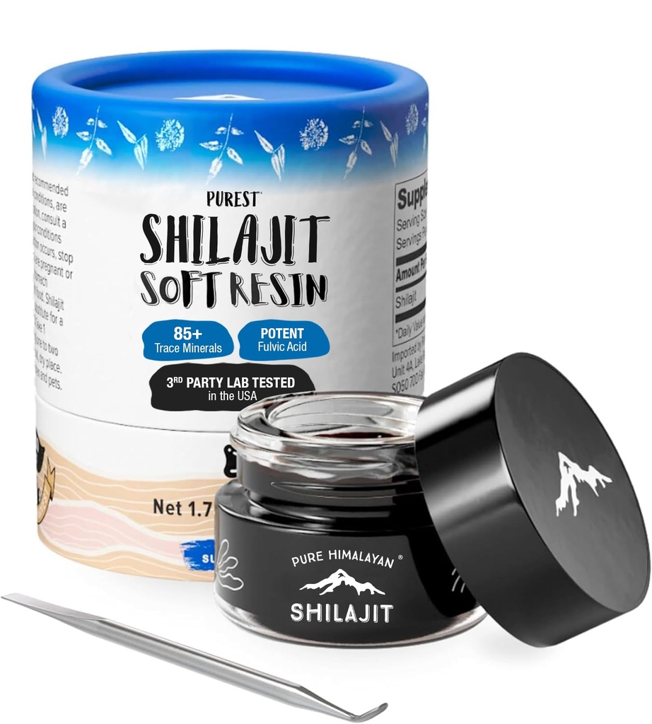 Shilajit by Pure Himalyan Shilajit ®, Grade A Himalayan Soft Resin, Energy & Immune Support, Natural Pramene of Fulvic Acid & 85+ Trace Minerals Supplement for Men & Women (50ml/1,5 fl oz)