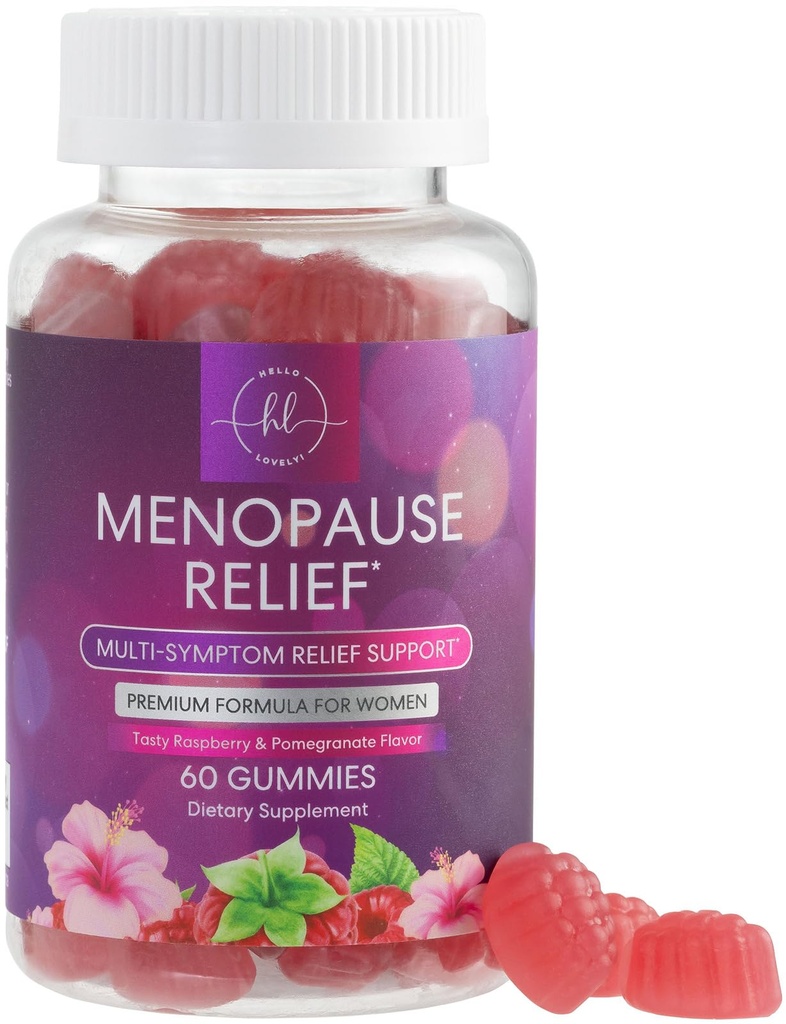 Menopauza Doplnky pre ženy - Kompletné prírodné mierne horúce záblesky a nočné potenie Podpora, Multi Benefit Menopauza úľava Gummy, Podpora pre rovnováhu a energiu, Gluten-free & non-GMO - 60 Gummies