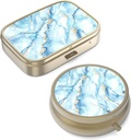Pilulka s pilulkou s zrkadlením retro malé pilulky Prípad pre Purse alebo vrecko Bronze pilulky alebo vitamíny, rybí olej, doplnky, pilulky obsahujú cestovné darčeky(2PCS)