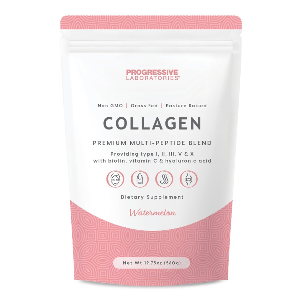 Multi Collagen Powder for Women – Types I, II, III, V & X for Skin, Hair, Nails & Joint Support – Collagen Supplement with Biotin, Vitamin C & Hyaluronic Acid – Watermelon Flavored Collagen Powder
