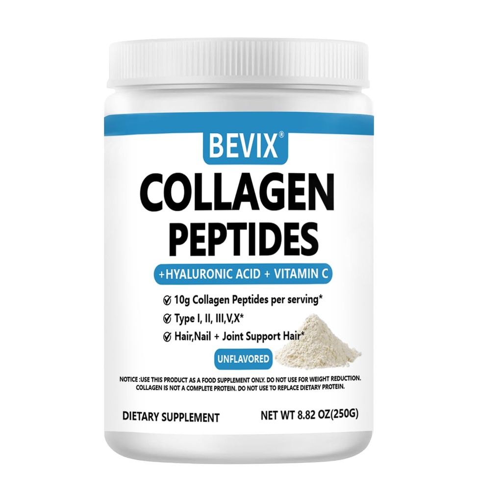 Collagen Peptides Powder Advanced I, II, III, V, X Substitute,Collagen Hydrolysis, Vitamin C, and Hyaluronic Acid, for Enhanced Skin, Hair, Nails