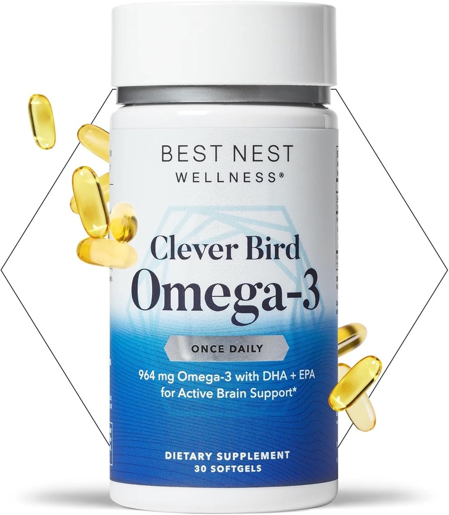 Najlepšie Nest Wellness Omega-3 Softgels - Rybí olej doplnok podporuje zdravie mozgu - Nutričná podpora pre matky - EPA & DHA Supplement Aids Imunitný systém Zdravie - 30 Softgels