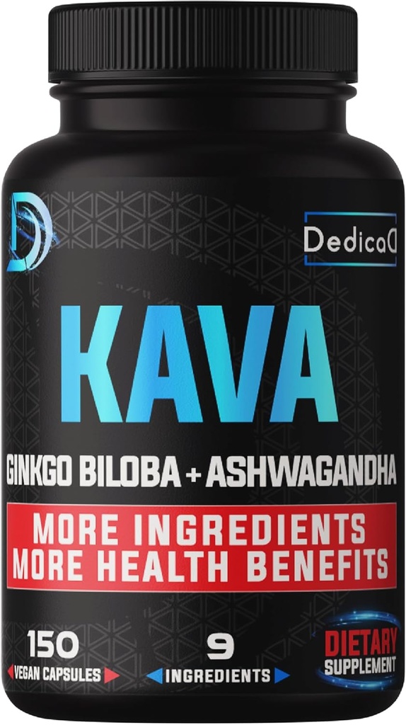 9in1 Kava Kava Kapsule 5-Month Supply 15:1 Extract for Sleep, Mind & Immune Support - 9 Natural Herbs Including Ginkgo, Ashwagandha, Graviola, Valerian & More - 150 Vegan Capsules