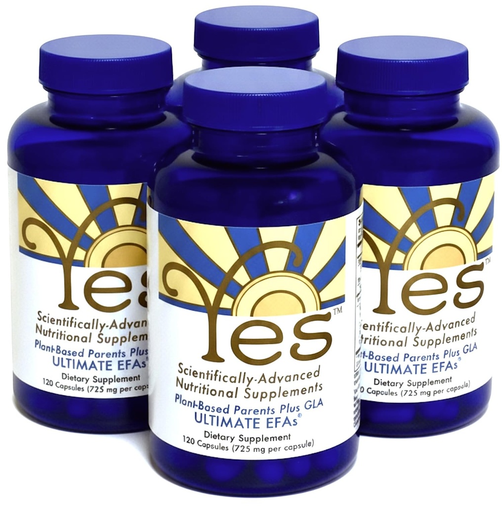 Rybí olej Omega 3 Doplnky Alternative-YES Omega 3 & 6 Mastná kyselina - Burpless, Plant Based - DHA, EPA, SDA - Cholesterol, srdce, koža, energia, oči, Imunita Podpora YES (4 x 120 Gélové viečka)