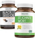 Black Seed Oil & St. John's Worth (3-Month Supply) Harmony Essence Bundle of Black Seed Oil (180 Kapsule) Cold-Pressed Nigella Sativa & St. John's Wort (180 kapsuly) s výkonnou 900mcg Hypericin