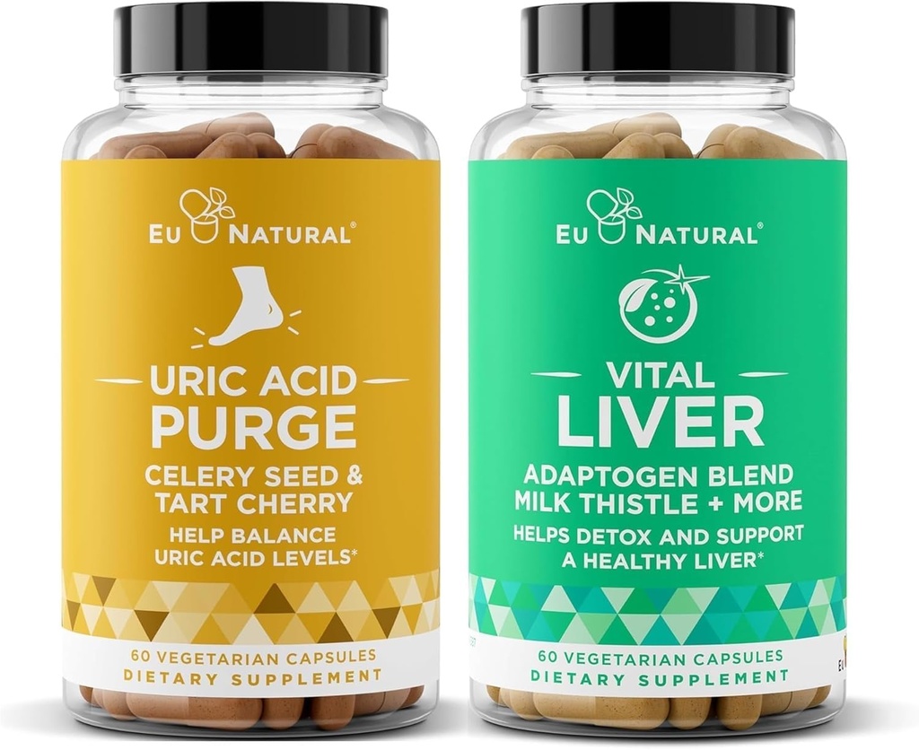 Očistiť! Kyselina močová Flush a Vital Liver Bundle - Detox, očistiť, a opravy pre spoločnú podporu a aktívny pohyb Plus Optimálna funkcia pečene a trávenie zdravie