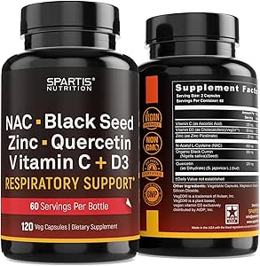 NAC 600mg Black Seed 500mg Pikolinát zinočnatý Quercetin Vitamín C Respiračná podpora vitamínu D3