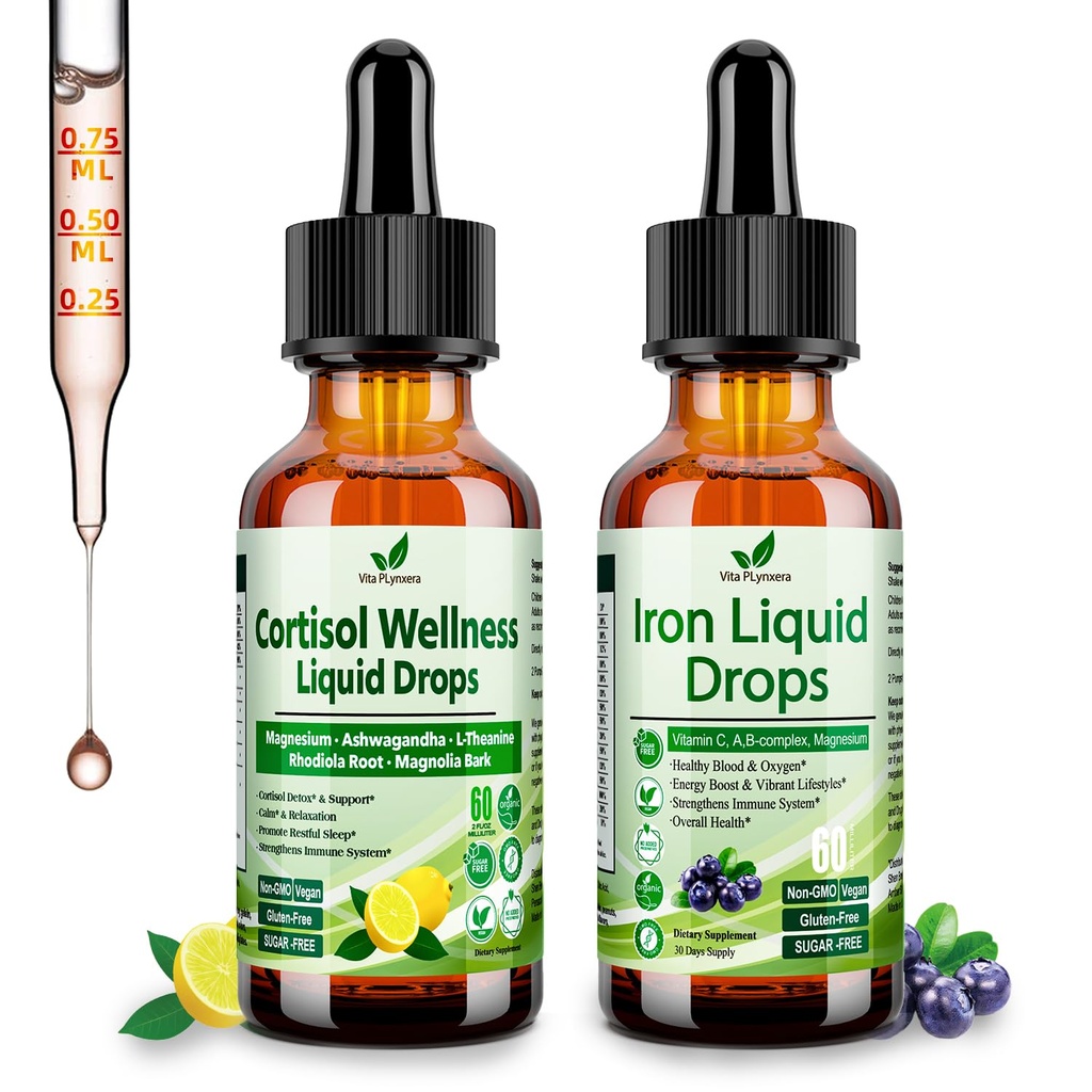Cortisol Detox + Železo doplnok pre ženy, Muži, Vegan, Non GMO