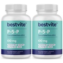 BESTVITE P-5-P 100mg (240 Vegetariánske kapsuly) (120 x 2) (CoEnzymated Form of B-6) - No Stearates - Vegan - Non GMO - Gluten Free