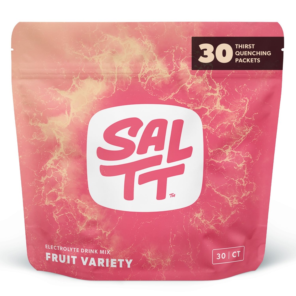 SALTT Electrolytes prášok pakety, ovocie odrody balenia (30 pakety) - horčík, draslík, sodík, stopové minerály - Vegan, bez cukru, Gluten zadarmo - cestovanie Essentials - Made in USA