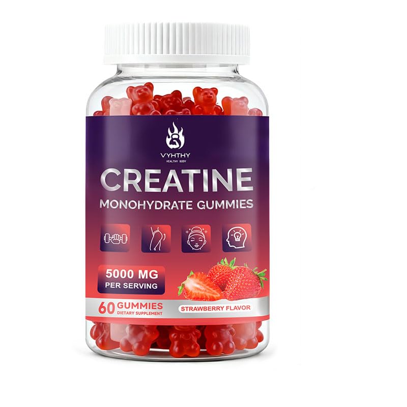 creatine monohydrate Gummies - containing Collagen, branched Chain Amino acids, L-glutamine, biotin, zinc, Vitamin D3, and hyaluronic Acid, Canned (60 Grain)