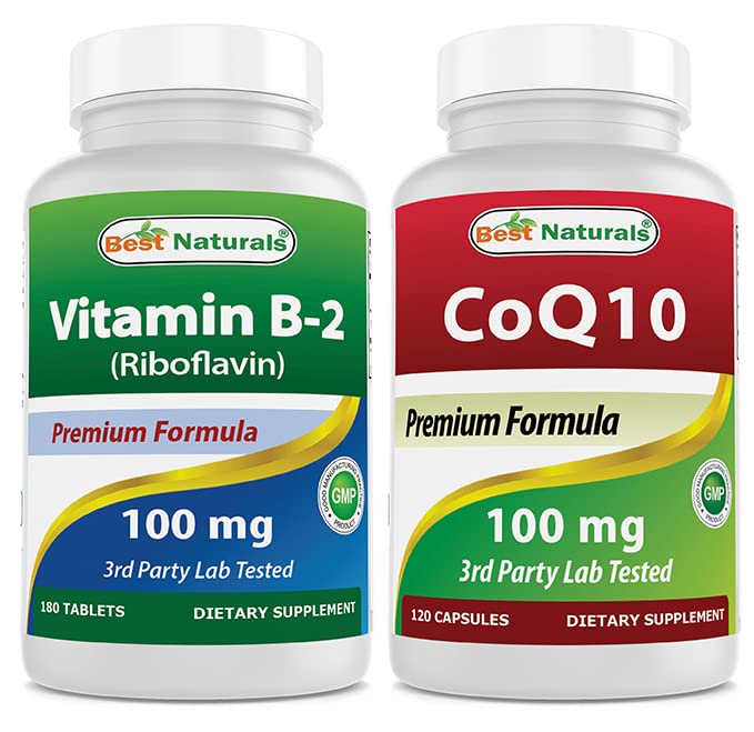 Najlepšie prírodné vitamín B2 (Riboflavín) 100 mg & COQ10 100 mg