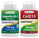 Najlepšie prírodné vitamín B2 (Riboflavín) 100 mg & COQ10 100 mg