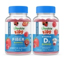 Životaschopné cukor bez preciotických vlákien deti + vitamín D deti, Gummies Bundle - skvelé ochutnávka, vitamín doplnok, bez lepku, bez GMO, žuvacia Gummy