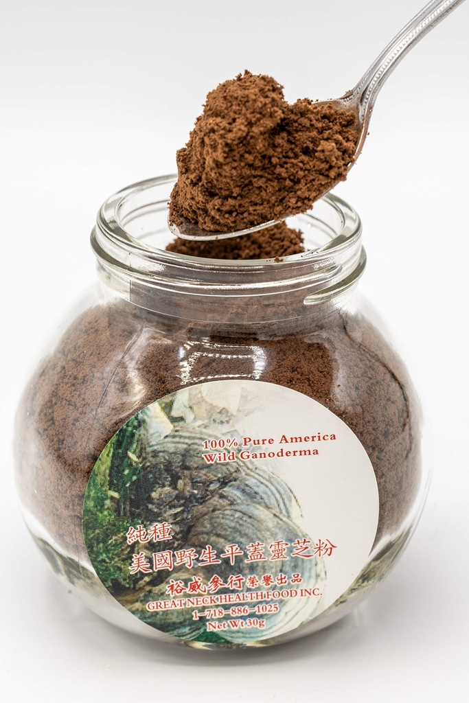 Yu Wei Ginseng - Wild American Ganoderma Applanatum Powder (Reishi Mushroom, Lingzhi) (30g / 1.05oz) Organic, No Additives