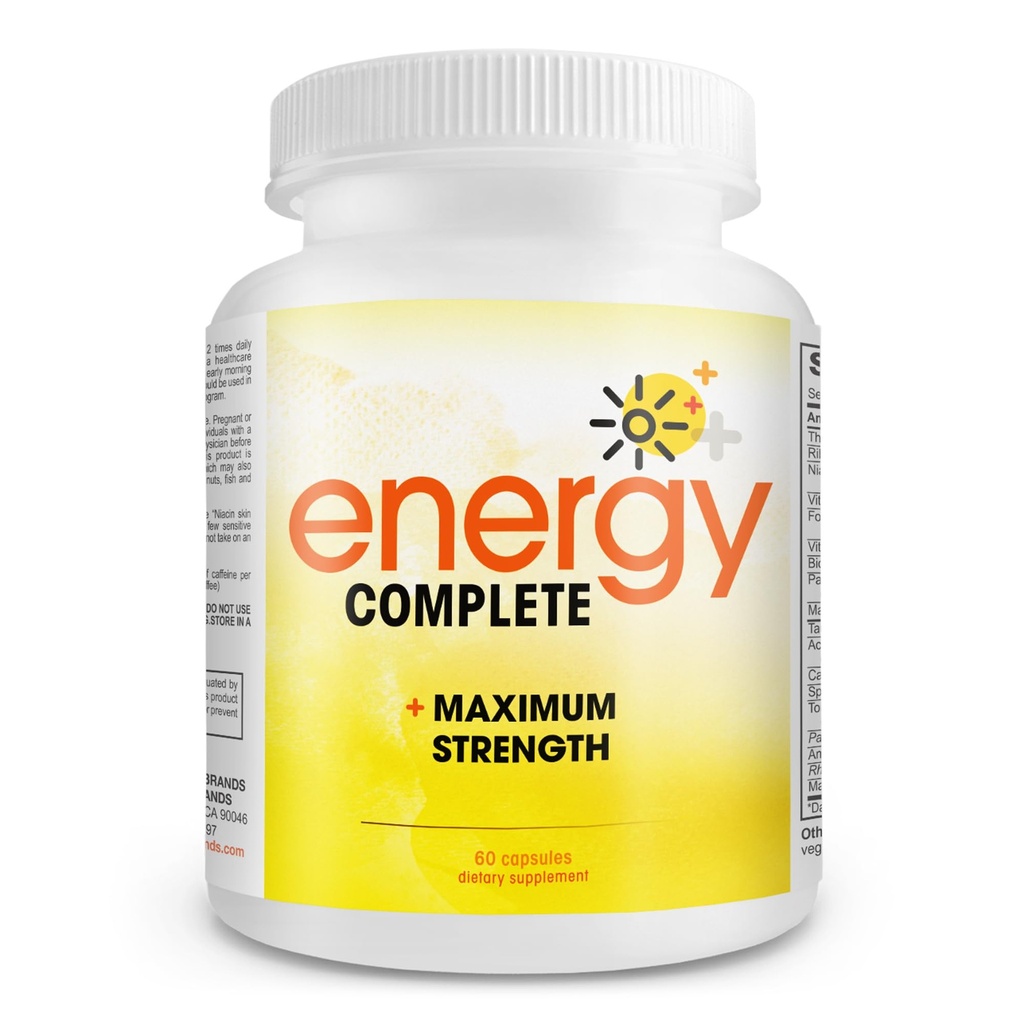 Energy Complete - 18-in-1 Vegan Energy and Focus Supplement - Vegan Caffeine Pills (60 denných kapsúl)