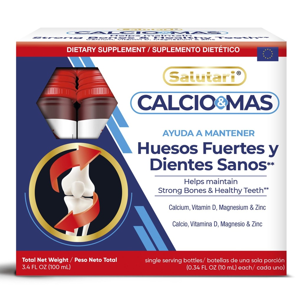Calcio & MAS Calcium Magnesium Zinc Supplement with Vitamin D, 10 Servings - VIT D Mg Zn Ca Mineral Supplements for Women and Men - Liquid Wellness Formula for Bone Strength and Teeth Support