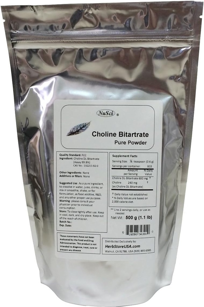 Cholín DL- bitartrát čistý prášok 500g (1,1 lb, 17,6 oz) Smart živina