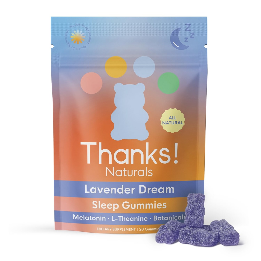 Lavender Dream Night Gummies, Botanical Blend with Melatonin, L-Theanine & Magnesium, Relaxing Bedtime Routine, Soft Fruity Chews for Evening Unwind, Plant-Based, 20 Count, 1.47 OZ