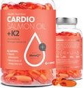 Omega 3 rybí olej s vitamínom K2-1000mg, nórsky lososí olej, EPA & DHA, Burpless, Omega 3 mastné kyseliny Supplement for Eyes, Brain, Heart & Imunity - 90 Kapsule - Cardio