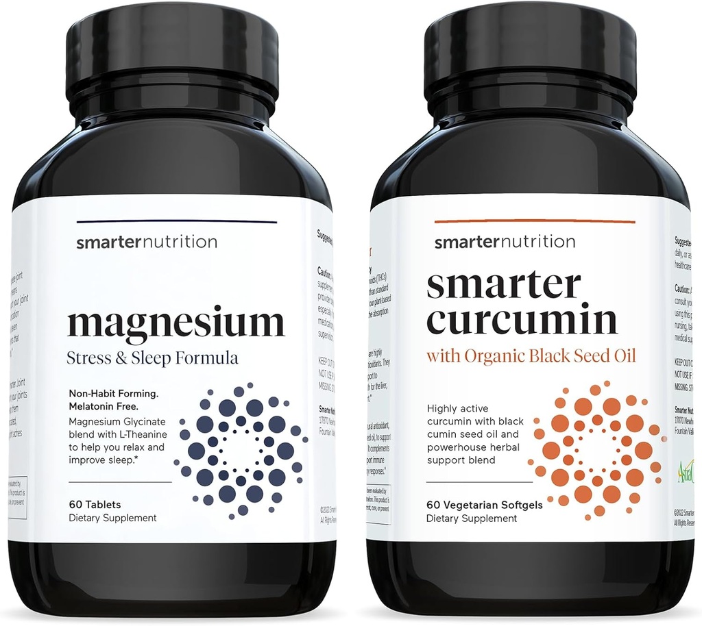 Multi-Active Magnézium Tablety & Curcumin Softgels - Potent & Biodostupný, Active Curcumin Softgels Štandardizovaný na 95% Tetrahydrocurcuminoids [1-Month Supply]