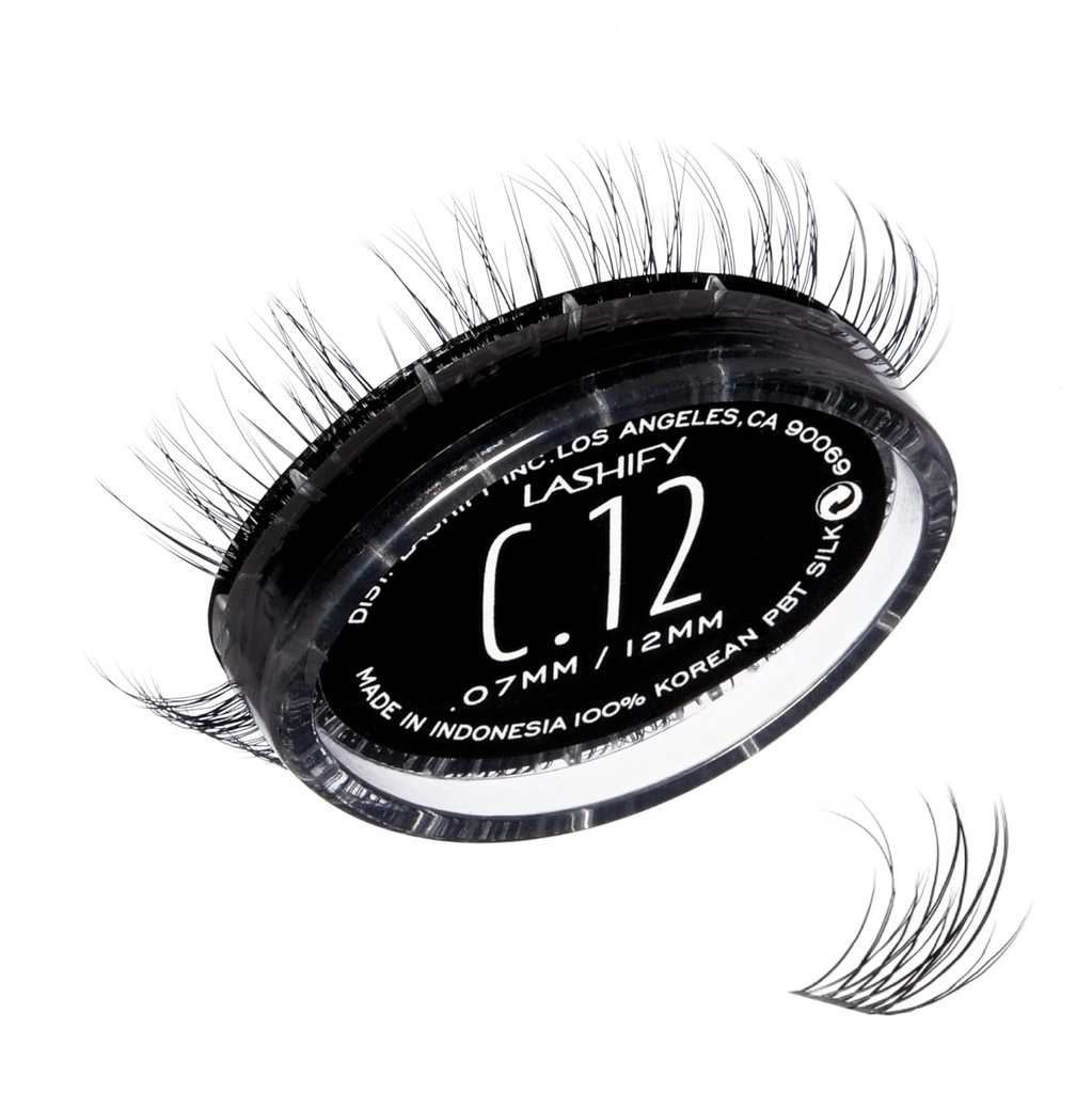 Lashife Curl 12mm Gossamer DIY predĺženie rias Refill, čierna, ľahko falošné riasy pre prirodzený vzhľad