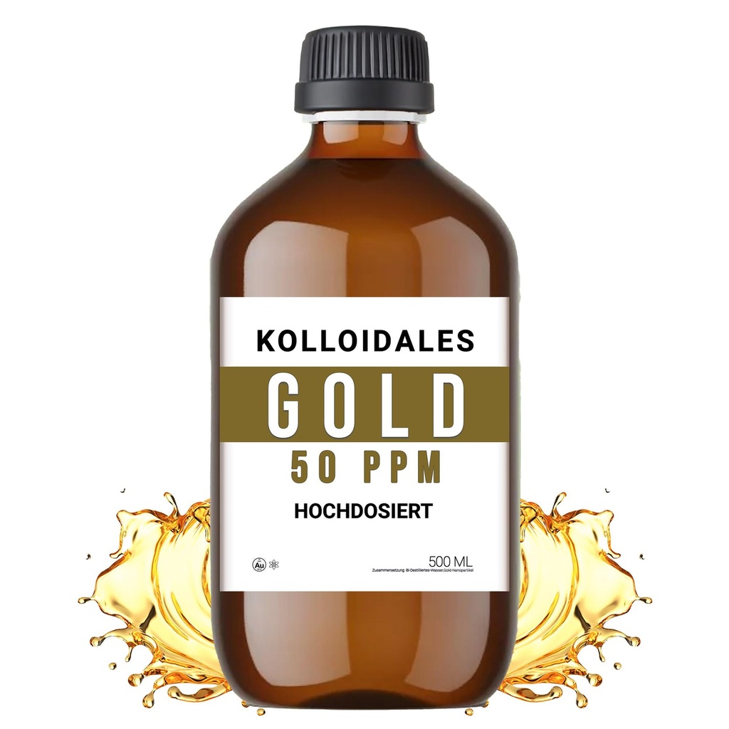 Koloidný Gold Solution, 50 PPM, 500 ml, vysoká čistota 99,99%