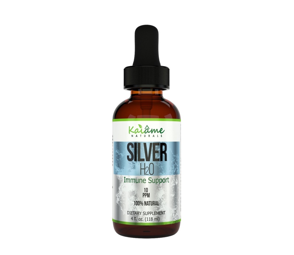 Kaiame Naturals Koloidné striebro, Ionic Silver Solution, 10 PPM, Veľké 4 oz kvapkadlo v sklenenej fľaši, Prírodná imúnna podpora doplnok, Trezor pre dospelých, deti, a domáce zvieratá