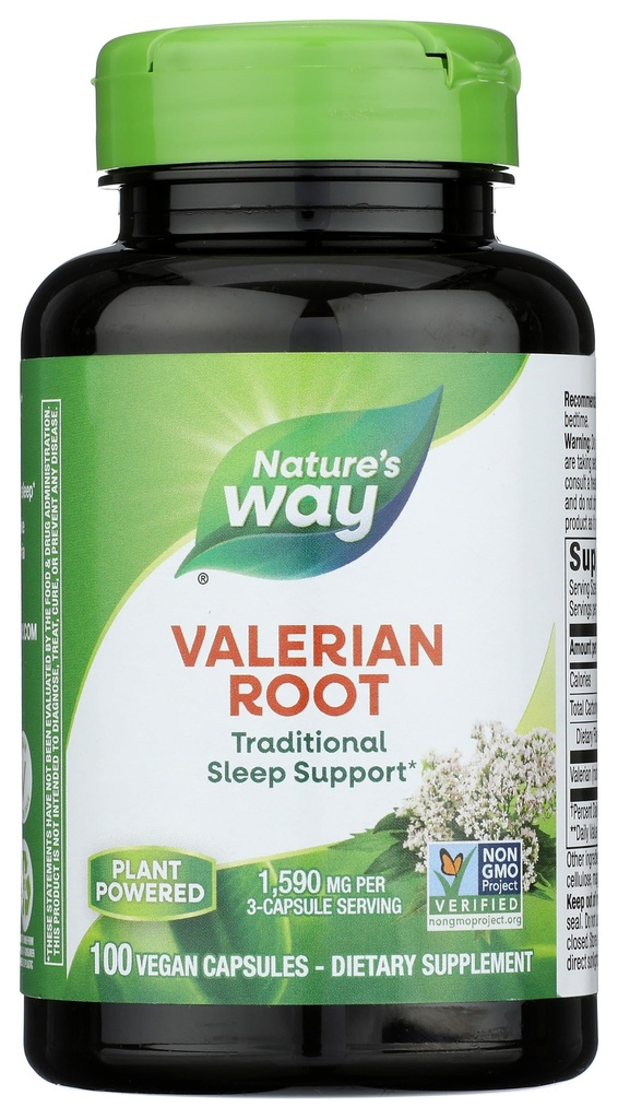 Nature's Way Valerian Root, Traditional Sleep Support*, Non-GMO Project Overené, Gluten Free, Vegan, 100 Kapsule (Backaging May Vary)