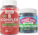 2 balenie Metylovaný vitamín B komplex + 1 balenie bez cukru 10g Prebiotické Fiber Supplement, Gummy pre dospelých