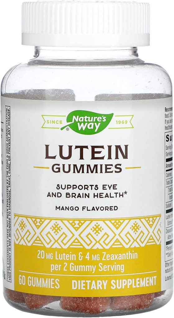 Nature's Way Lutein Gummies with Zeaxantin, Eye Health and Brain Function Supplement*, Mango Ochutené, 60 Počet