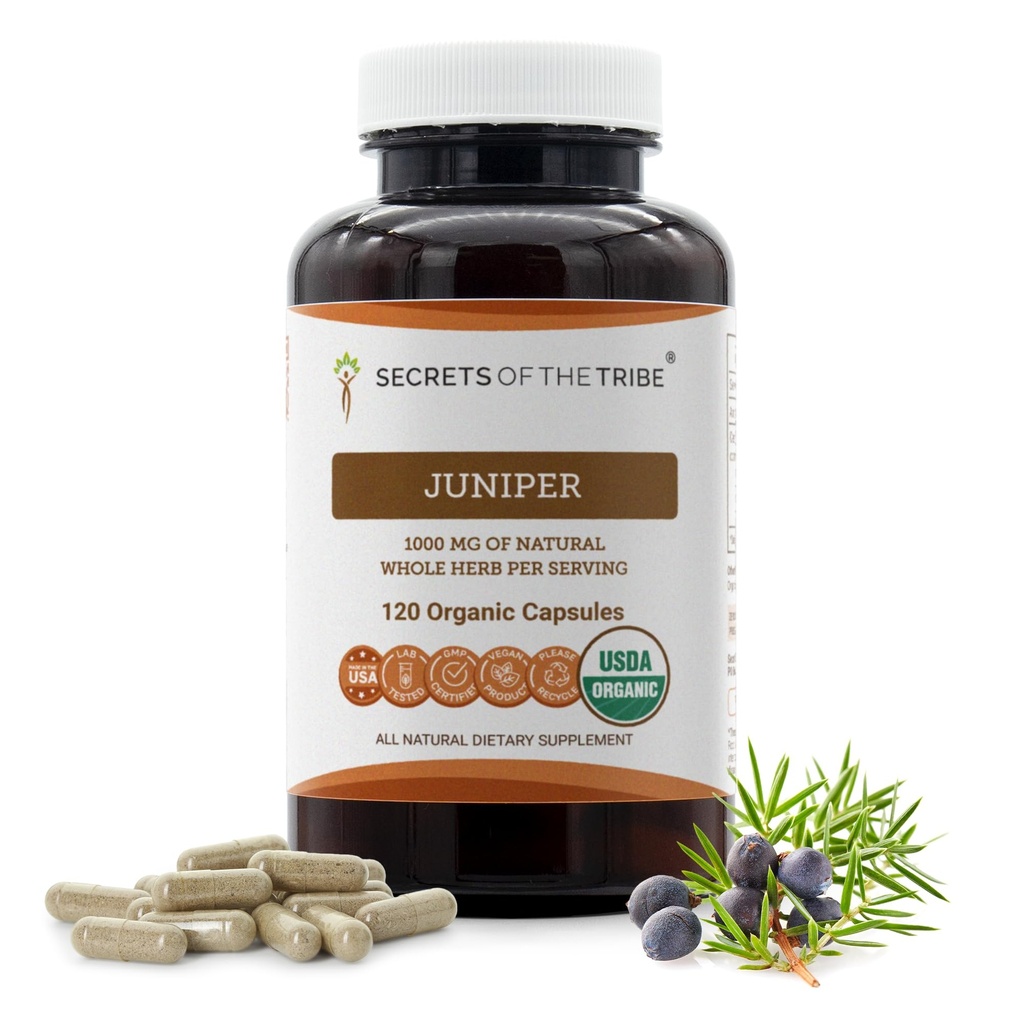 Tajomstvá 120 kapsúl Tribe Juniper, 1000 mg, USDA Organic Juniper (Juniperus communis) Sušený Berry (120 kapsúl)