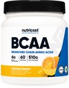 Nutricost BCAA Powder (Orange Mango, 60 Servings) - 2:1:1 Optimálny pomer, bez lepidla, Non-GMO, Vegetarian