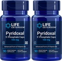 Extension Life Pyridoxal-5'-Fosphate Caps P5P 100 mg, 90 Veg Capsules (Pack of 2) - Advanced Vitamin B6 Supplement