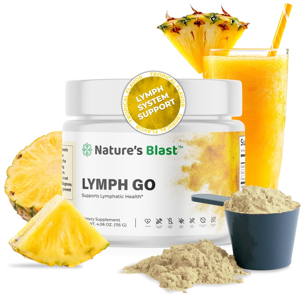 Lymfatický Go - Lymfatický Drainage Supplement for Women & Muži - Lymfový systém - s hypromelínom, Echinacea, Burdock Root, púpava, Rutin, Kelp & More - 4.06 Oz - 30 Servings - Tropical Flavor