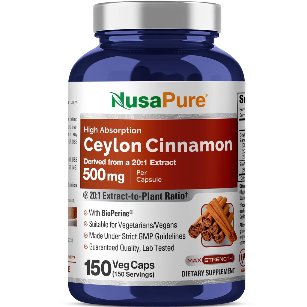 NusaPure Ceylonic škorica20:1 extrakt, 500 mg ekvivalent 10 000 mg na kapucne 