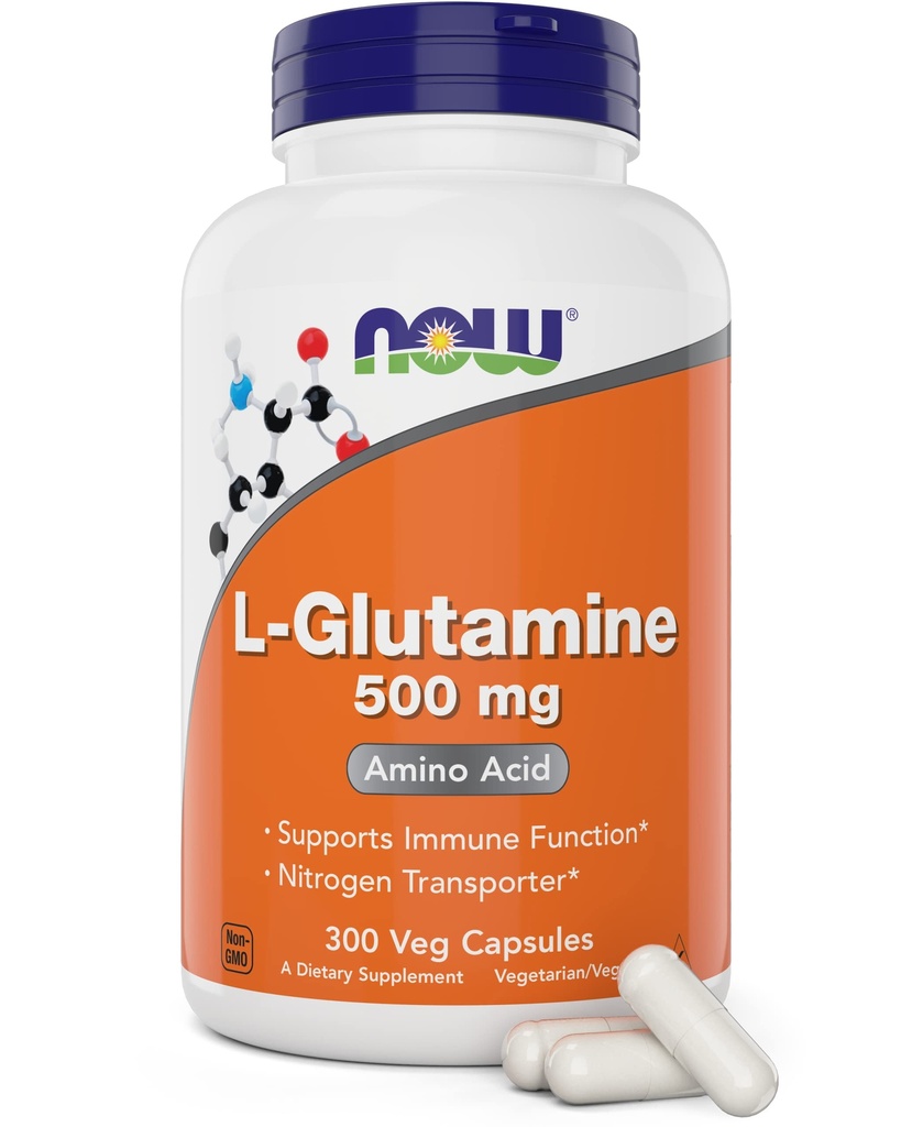 L-Glutamine 500mg 300 Veg Capsules - Non-GMO Supplement - Vegan Lglutamine Caps