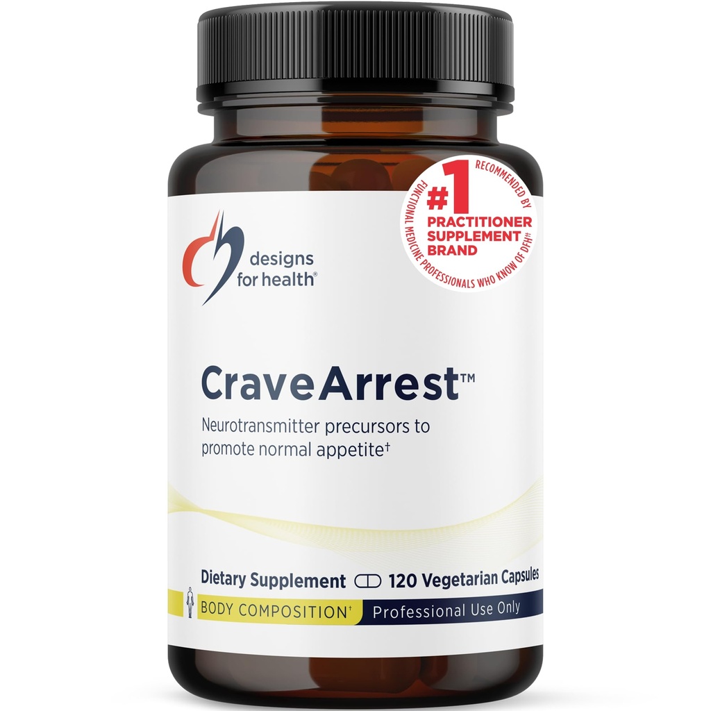 Designs for Health CraveArrest - L-Tyrosine Anti-Craving Suplement with 5-HTP, B6, Rhodiola, B12 - Designed for Serotonin + Dopamin Support (120 Kapsule)