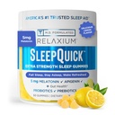 Relaxačný spánok Rýchly Gummy, Podpora spánku, 5 mg Melatonínu, Vitamín D-3, Prebiotický a probiotický Blend, Gluten & Drug Free, Citrónová príchuť, 60 Gummies