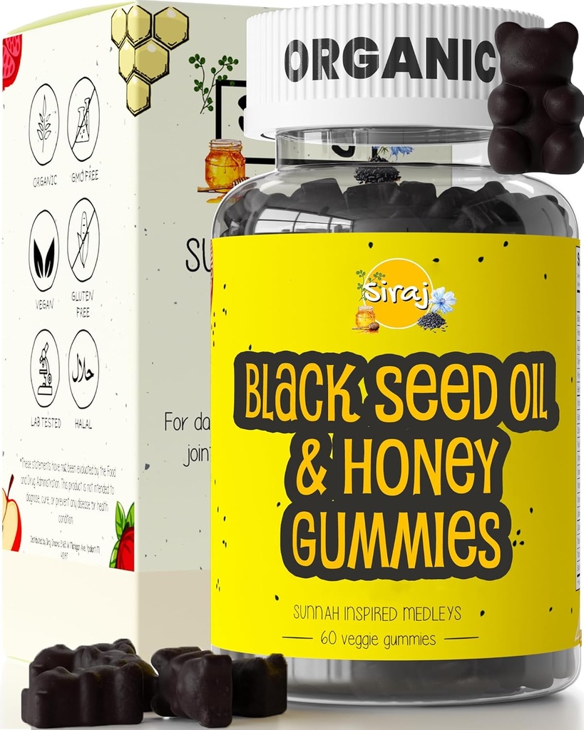 Siri Organic Black Seed Oil Gummies w/Honey &15% Thymooche 
