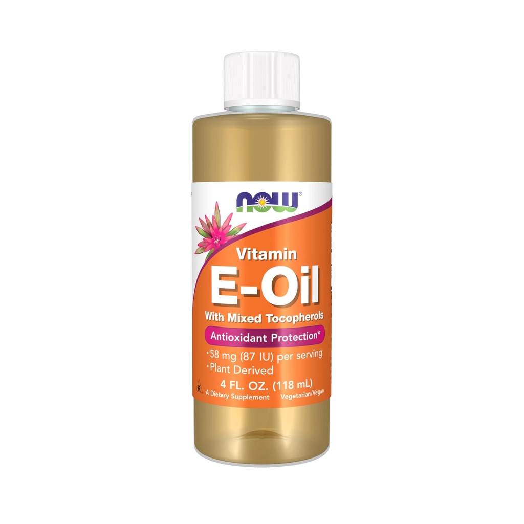 Teraz potravinové doplnky, prírodný vitamín E-Oil (D-Alpha Tocopherol) plus zmiešané tokoferoly, Antioxidačná ochrana*, 4-Ounce