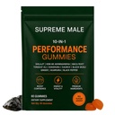 Supreme Male 10 in 1 Alpha Gummies - Men's Daily Energy & Stamina Formula with Shilajit, Ashwagandha, Tongkat Ali, Maca Root & Botanical Extracts – 60 Gummies